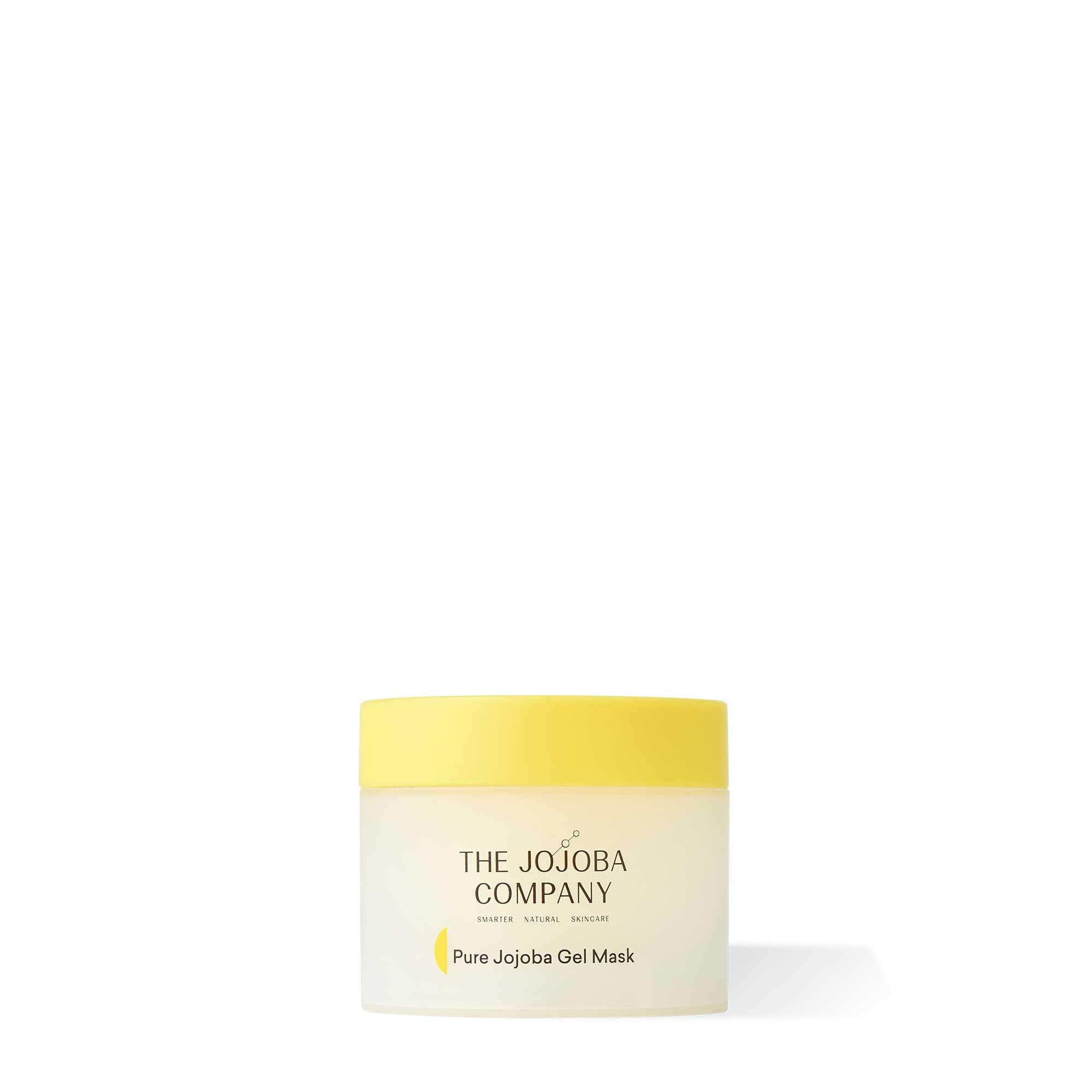 Container of "The Jojoba Company Pure Jojoba Gel Mask" on a plain background.